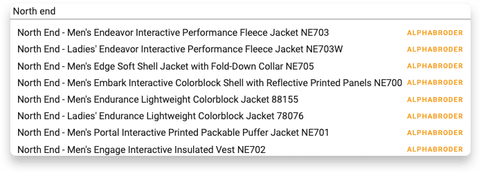 Screenshot of the application displaying a search bar with the query 'North End'.