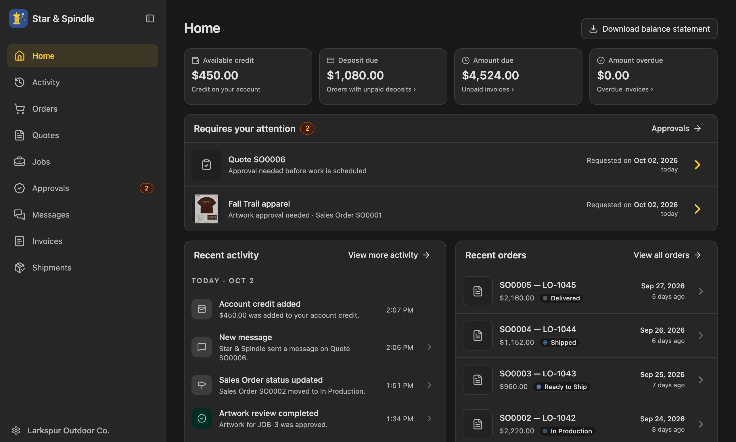 Home page on desktop in dark mode.