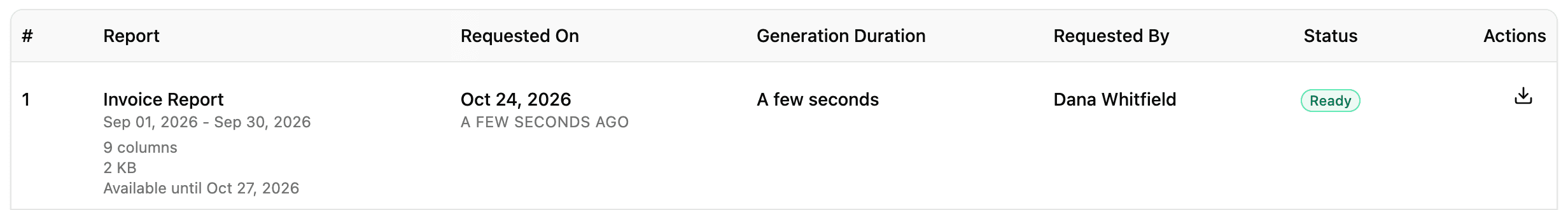 An export in the history, ready to download.