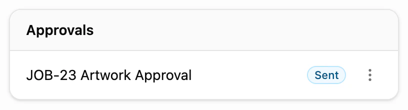 In YoPrint, the Approvals widget shows JOB-23 Artwork Approval as Sent