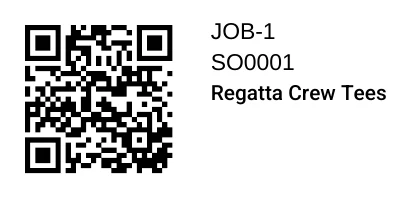 A small printed job label with the same job's code