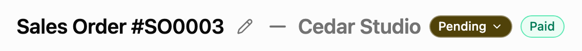 Sales Order SO0003 for Cedar Studio in YoPrint, marked Paid.