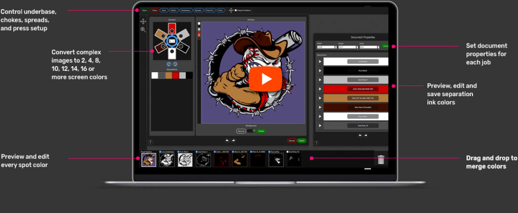 Screenshot from the Freehand Graphics' website showcasing Freehand Spot Process Separation Studio 4.