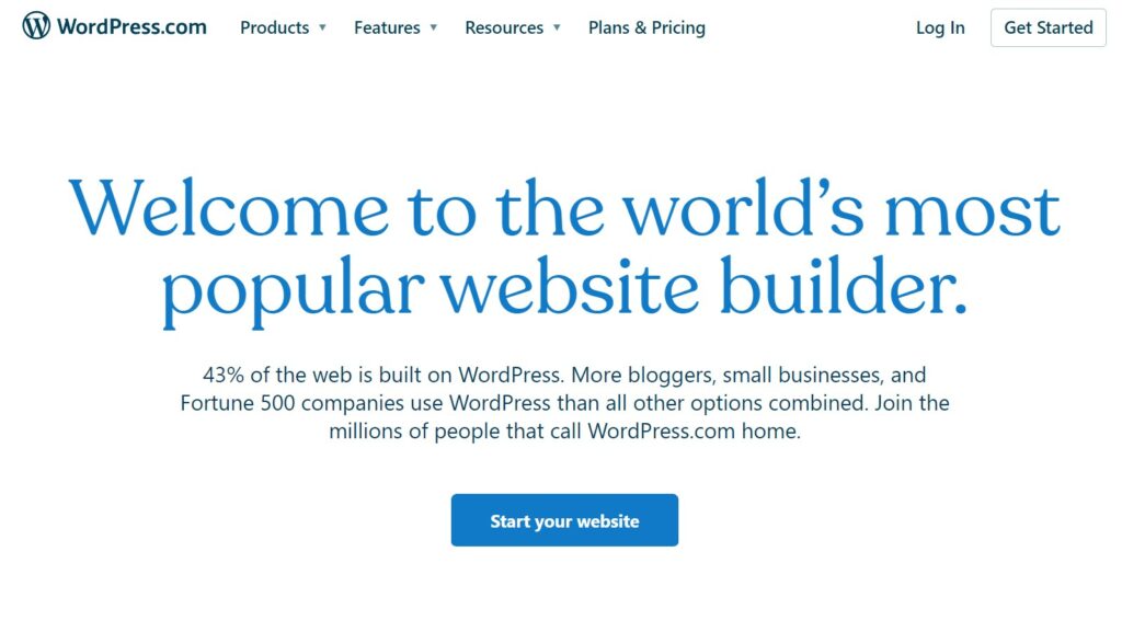 Screenshot of the WordPress website.