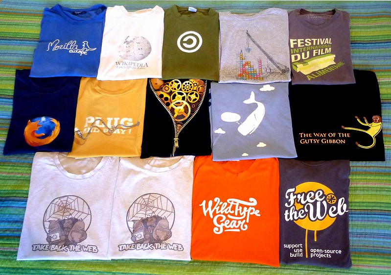 3 rows of shirts with various designs