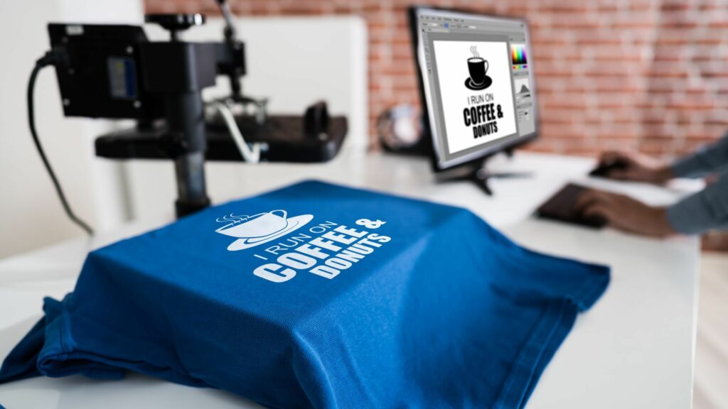 A shirt sitting on a printing station
