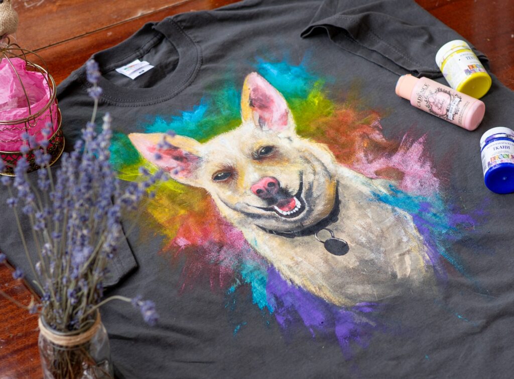 Digitally printed shirt with dog design