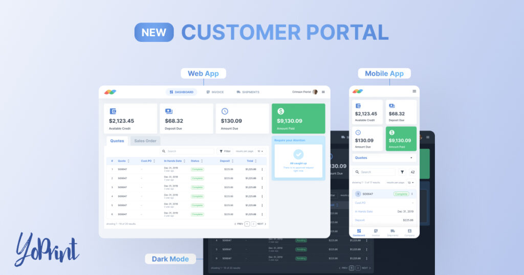 yoprint new customer portal