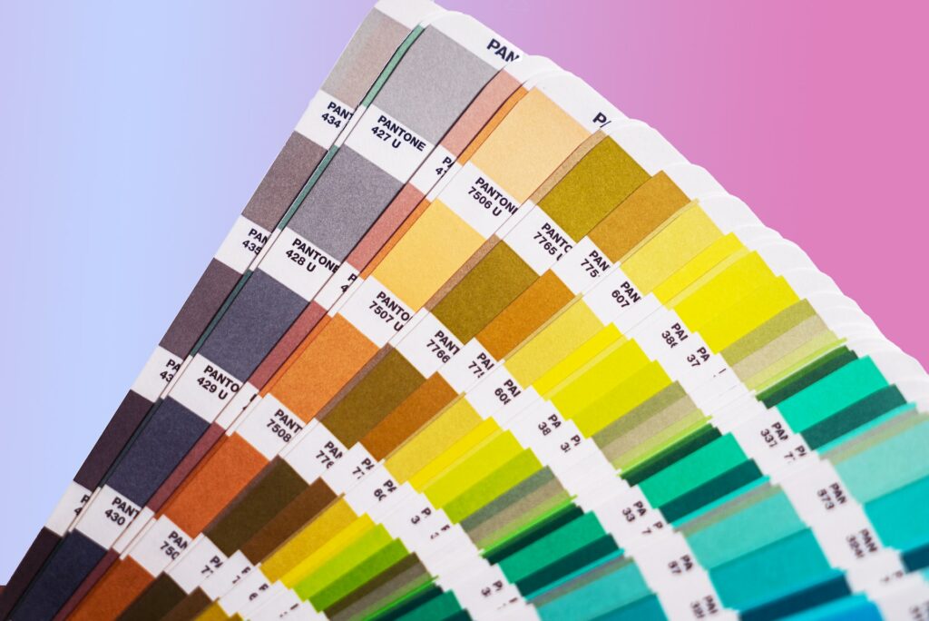 A collection of Pantone color cards